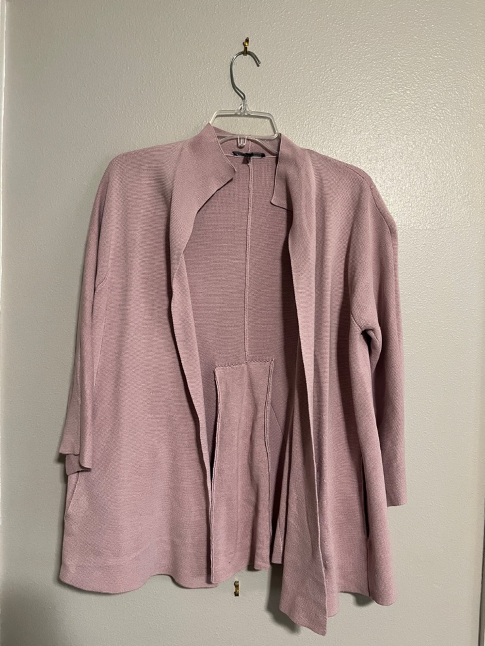 Eileen Fisher Pink Lavender Open-Front Knit Cardigan